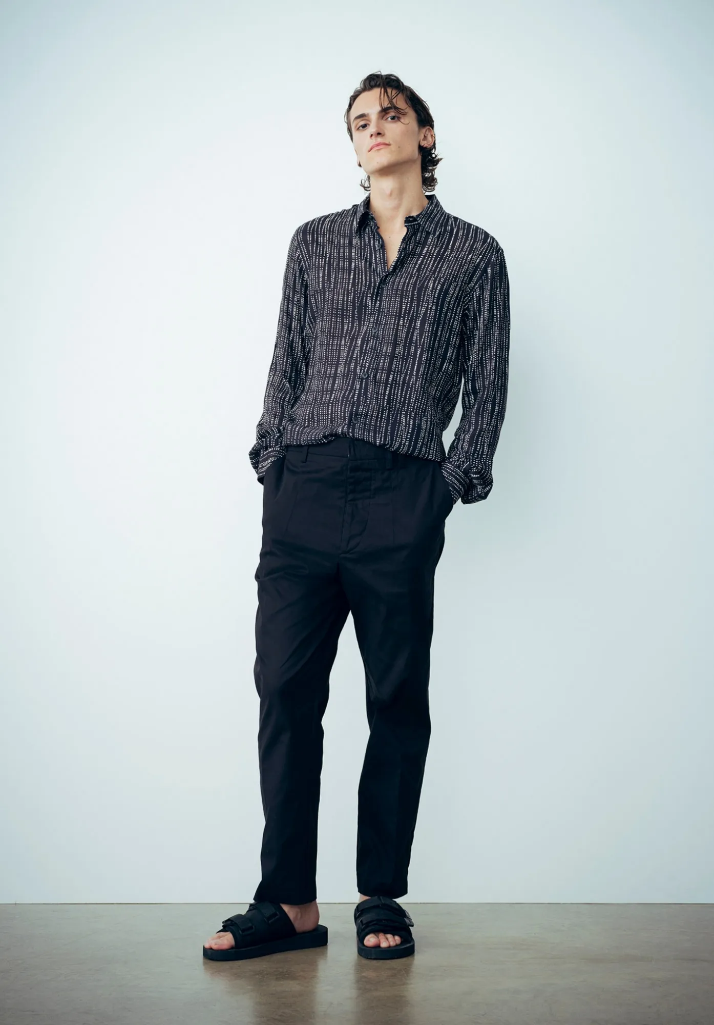 Camicia Basic Manica Lunga Nero-Bianco - Gaëlle Paris